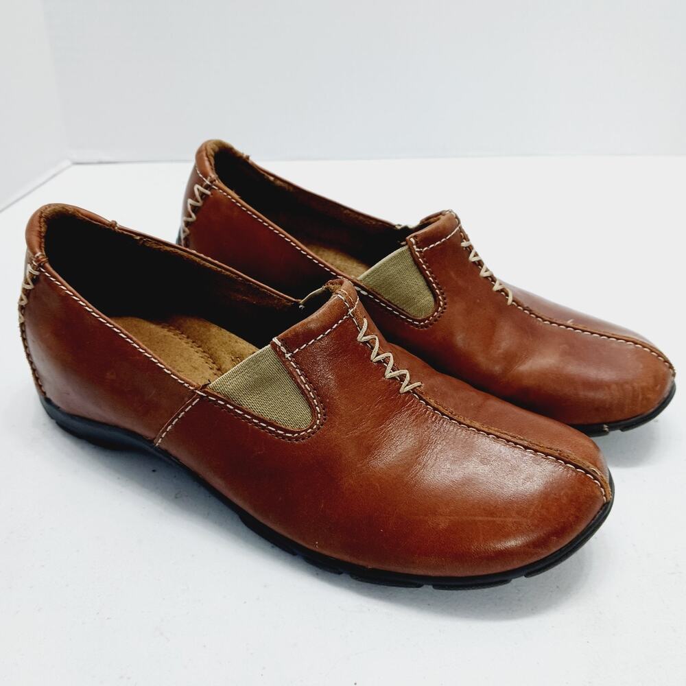 Shoes Flat Women Brown Leather Slip On Comfort Minimalist Office Classic Size 8